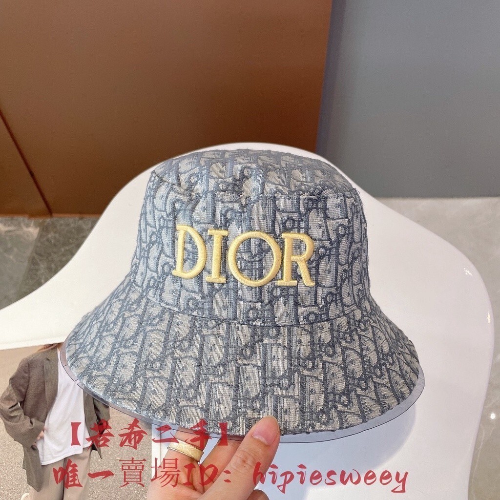 二手 DIOR 迪奧 新款 百搭 灰色 漁夫帽 帽子 遮陽帽