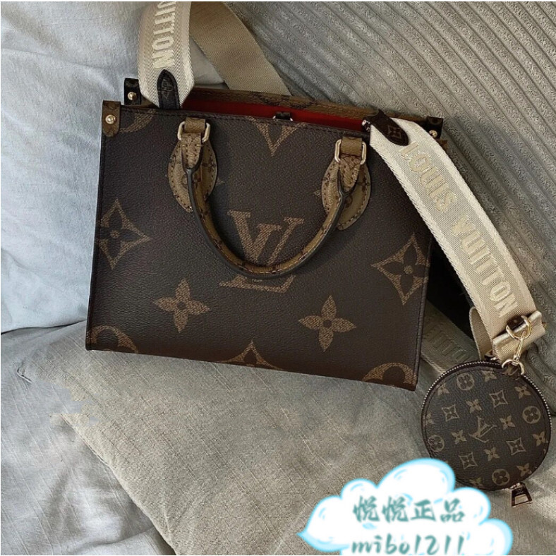 LV 路易威登 ONTHEGO 迷你媽咪包 手提包 購物袋 肩背包 斜背包 托特 M46373