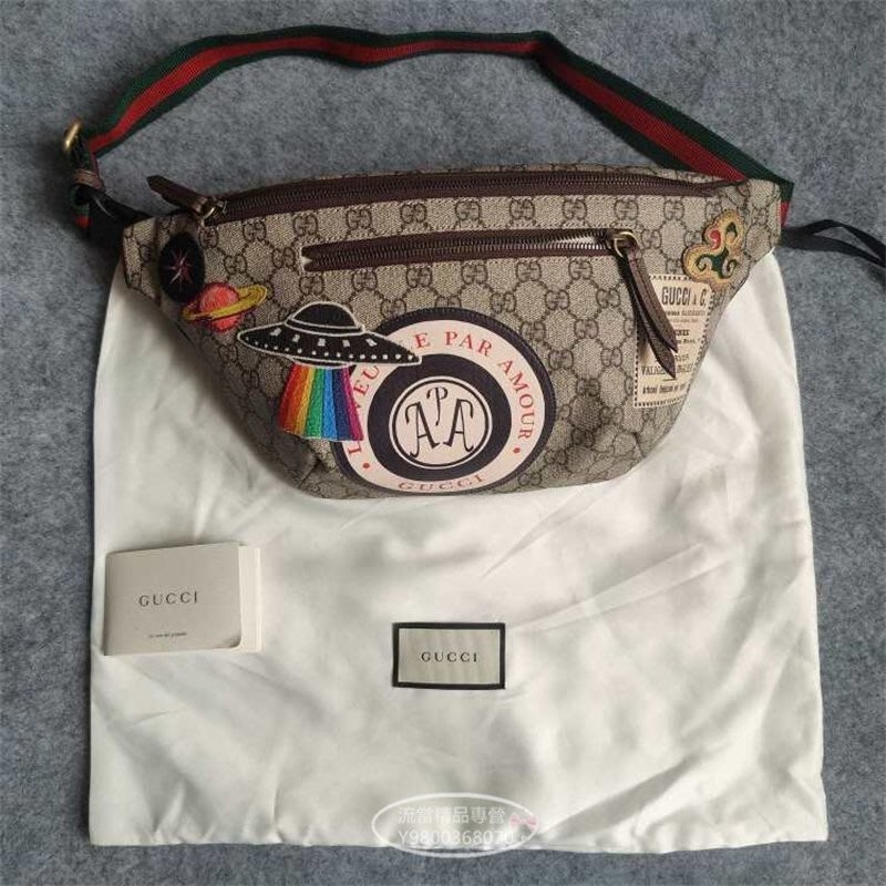 二手精品 Gucci 刺繡徽章 腰包 胸口包 Ophidia 雙G belt bag 529711 現貨