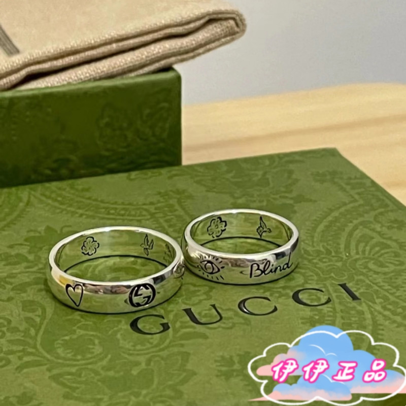 GUCCI 古馳 Blind For Love 純銀戒指 對戒 情侶戒指‎ 455247