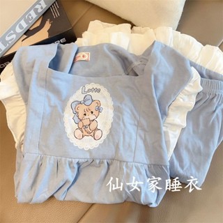 限時特賣✨可愛貓咪睡衣夏天女ins卡通mikko學生宿舍外出日系甜美居家服套裝