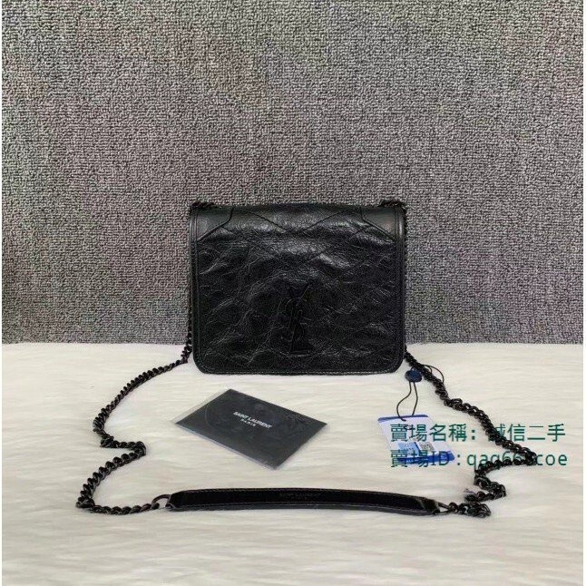 二手 Saint Laurent(聖羅蘭) YSL niki mini 牛皮 LOGO 單肩 斜背包 郵差包