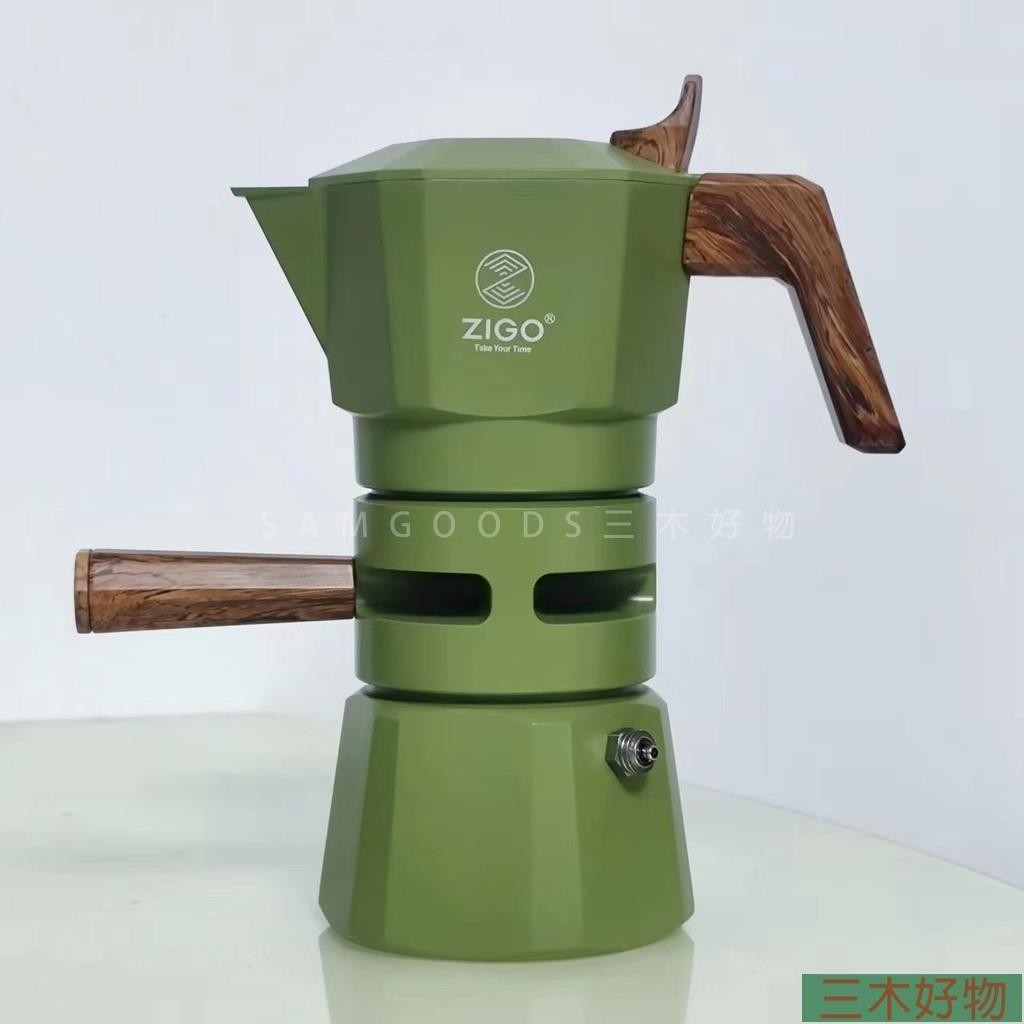 三木 意式摩卡壺 ZIGO新款恆溫組件 摩卡壺 雙閥2杯份 萃取 意式濃縮 控溫咖啡壺 露營戶外套裝