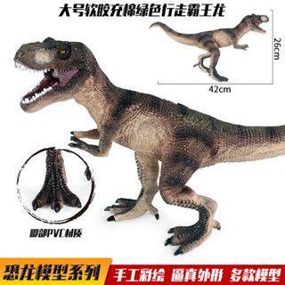 ✨甄選新品✨侏羅紀大號軟膠霸王龍動物模型兒童模擬異特龍恐龍玩具靜態擺件h6🎇x6