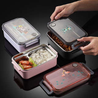 🎁304不鏽鋼保溫飯盒 雙層分格日式便當盒上班族學生便攜餐盒帶餐具