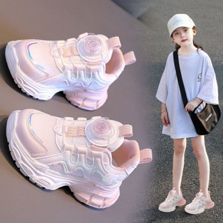 💕洋洋鞋店💕兒童運動鞋 女童小白鞋 跑步鞋 女童運動鞋春秋款新款兒童鞋子秋季女孩中大童旋轉紐扣老爹鞋 女童跑鞋 兒童鞋子