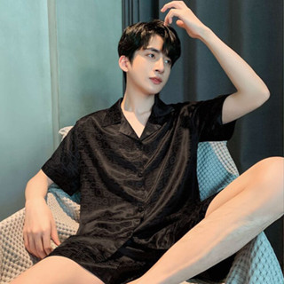 Ylie 睡衣男 睡衣套裝 居家服 男生睡衣2023夏季新款冰絲男士睡衣男款短袖短褲夏天大碼家居服套裝可外穿