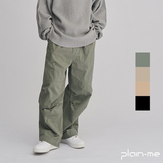 plain-me 粗斜紋CN直筒打褶寬褲 PLN3807-242 <男女款 長褲 褲子>