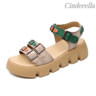 Cinderella 真皮軟厚底涼鞋 真皮鬆糕 加厚軟底羅馬鞋楔形鞋 增高鞋 涼鞋女 坡跟鞋