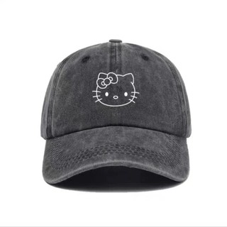 百搭帽子💖hello kitty帽子女hallo凱蒂貓洗水帽臉顯小哈嘍遮陽鴨舌帽棒球帽 大頭圍帽子 包頭帽帽子女