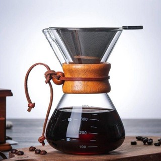濾杯 咖啡濾杯咖啡器具 漏斗手衝咖啡分享壺套裝一件式壺不鏽鋼便攜過濾杯帶濾網滴漏小型家用壺套裝一件式不鏽鋼便攜過濾