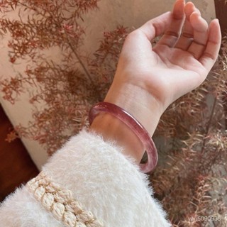 【嘟嘟厚】玉手鐲 女款 草莓晶手鐲 紫水晶 天然玉石 正品圓條 冰種手環 美人條鐲子 冰種玉手鐲 瑪瑙手鐲