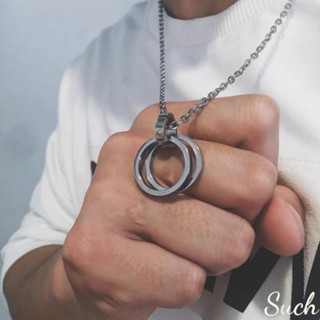 Such｜項鍊🔥鈦鋼項鍊｜項鍊男 男生項鍊 古巴項鍊·韓版簡約雙環吊墜男嘻哈個性網紅戒指款項鍊ins潮人情侶毛衣鍊女