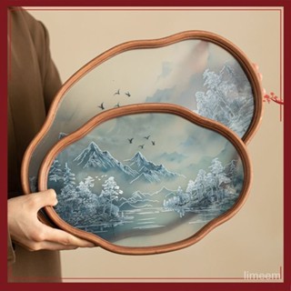 🌜關註領50代金券🌛山水玻璃茶盤 託盤 複古竹製茶盤 功夫茶具 簡約茶盤 茶具收納盤 茶桌 泡茶盤 茶壺組 迷你小茶盤