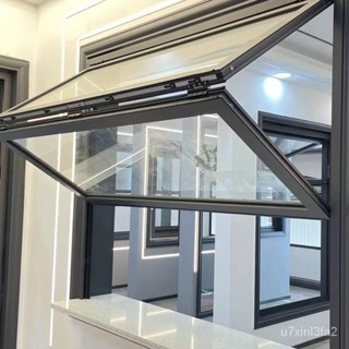 可開票【工廠直銷】網紅上下折疊窗鋁閤金定製玻璃窗任意懸停咖啡奶茶店陽臺手動電動 吧檯折疊窗 酒吧折疊窗 推拉窗