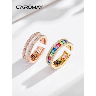CAROMAY夢幻彩虹開口戒指女可調節高階感輕奢指環滿天星情侶戒指 MXC1