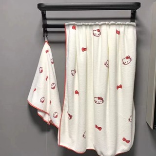 ins風浴巾✨ 家用加厚 新款hellokitty毛巾凱蒂貓珊瑚絨浴巾舒服洗澡巾柔軟可愛吸水 浴巾毛巾 吸水速乾