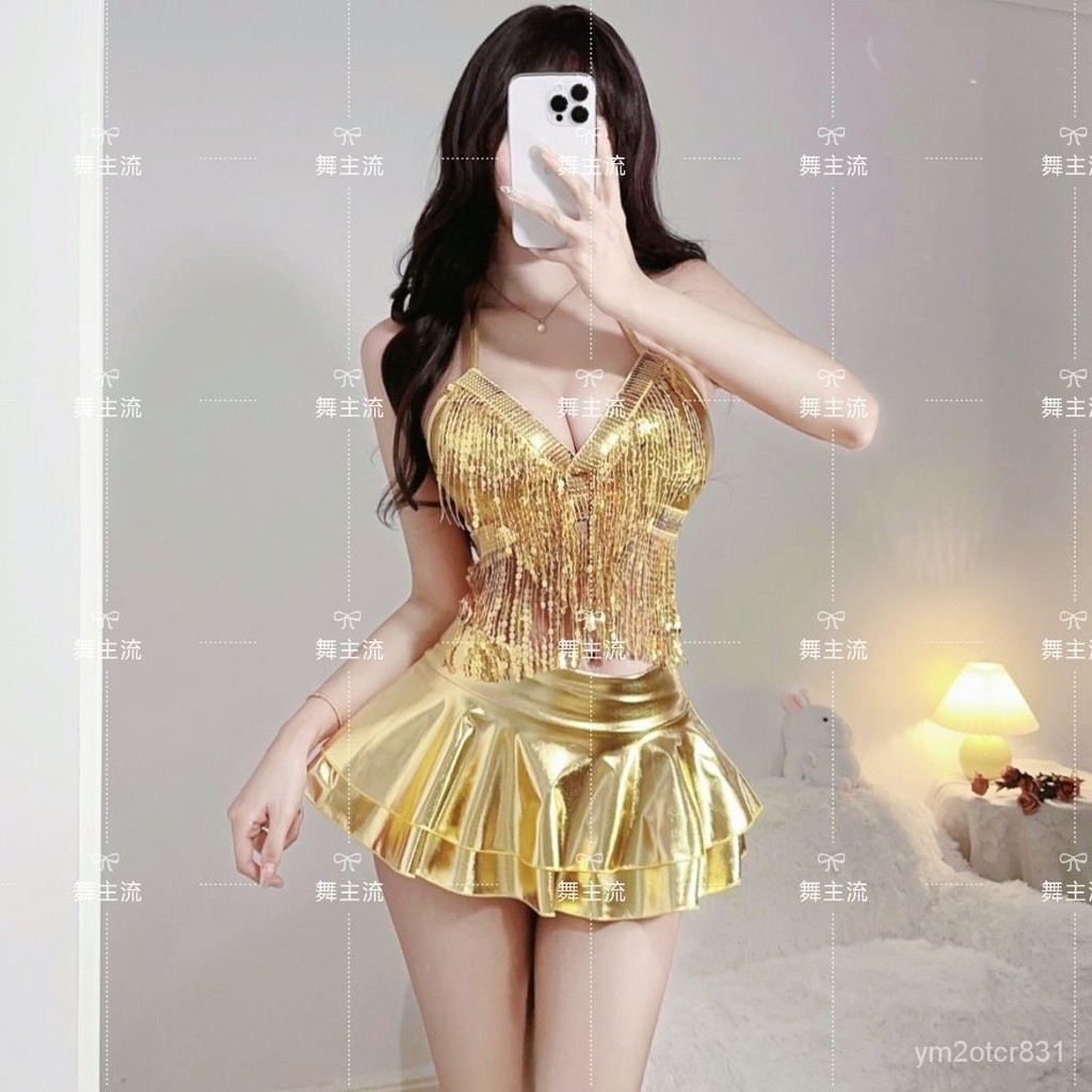 新店榜一🥇 DS酒吧服裝性感女團舞蹈演出服DJ領舞服金色爵士舞時尚套裝dj 服裝 酒吧 ds 演出服 女團 性感 go 