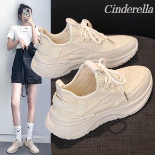 Cinderella 舒適軟底飛織網麵透氣網鞋休閒鞋女健身房跑步鞋 運動鞋 運動女鞋 透氣運動鞋 休閒防滑鞋 女士休閒鞋