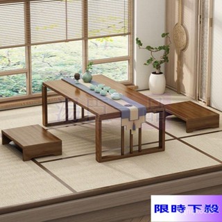 錦東和室桌椅組 日式和室幾桌 實木榻榻米小桌子 茶桌 可折疊矮桌 家用飄窗小茶幾和式桌 小茶幾桌 ㄇ字桌 N7CO