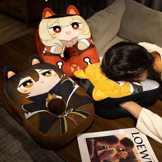 柔軟午睡枕 趴睡枕 原神鐘離魈辦公室午睡趴趴枕學生午休睡覺暖手捂神器抱枕趴睡坐墊 辦公室午睡抱枕 雙面枕