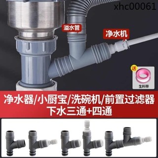 熱銷· 淨水器下水三通淨水機排廢水接頭廚房洗菜盆水槽溢水管介面配件