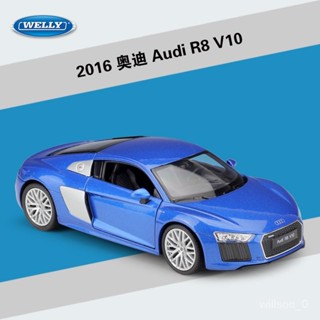 【閤金車模】威利WELLY1:24奧迪2016Audi R8 V10跑車模擬閤金成品汽車模型玩具