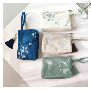 【熱銷】古風帆布包 拉鍊刺繡包 刺繡鑰匙包 手機包 刺繡零錢包 手拿包 漢服包包yhl563nhk