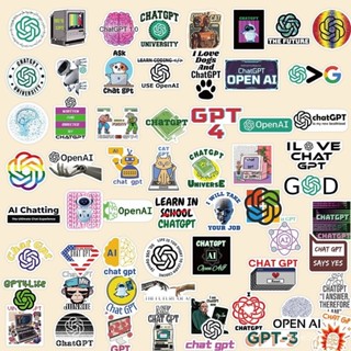 貼紙套組 手賬貼 60張chat gpt程式塗鴉趣味潮牌貼紙裝飾吉他筆記行李箱DIY防水