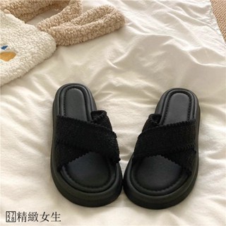限時下殺 甜美拖鞋女外穿2024夏季新款涼拖鞋鬆糕厚底交叉平底外出沙灘涼鞋 女涼00