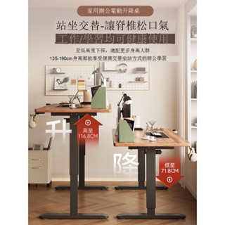 Luck❤升降電腦桌 工作桌 書桌實木智慧電動升降桌電腦桌家用辦公桌書桌可升降桌學習桌子工作臺