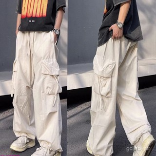 工裝褲男 傘兵褲 寬鬆褲子 闊腿褲 多口袋工作褲 休閒長褲 男生束腳褲 工裝褲 側口袋工裝褲 軍褲 男生褲子 寬褲男