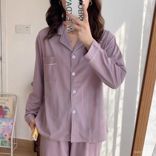 【UNIRABBIT】大尺碼睡衣 薄款開衫睡衣 睡衣女 寬鬆簡約睡衣 春秋季長袖長褲 韓版冬天休閒家居服套裝 兩件式睡衣