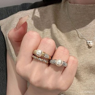 時尚配飾🌹優選女士戒指 珍珠戒指指環 鍍銀戒指指環 國風皓石貓眼韓版🌹vintage複古珍珠s925中古風百搭
