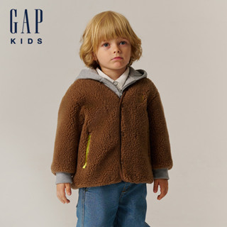 Gap 男幼童裝 Logo刺繡連帽外套-棕色(644706)
