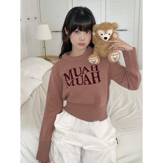 Codibook｜韓國 muahmuah 字母刷毛圓領針織上衣［預購］針織衫 毛衣 女裝