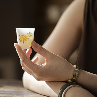 冰種玉瓷 純手繪 功夫茶杯 主人杯 小清新 白瓷 品茗杯 陶瓷花茶杯 茶具套組