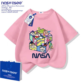 兒童短袖 NASA蠟筆小新男童短袖T恤純棉夏季爆款新款潮牌女童半袖兒童上衣 短袖上衣 女童短袖 女童衣服 夏季上衣