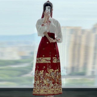 中國風服裝 改良式中國服 新中式穿搭 新中式交領上衣馬面裙敬酒服套裝女夏季高階國風龍年漢服2024新款