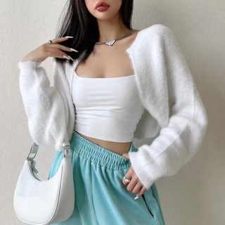免運❤針織毛衣 小外套 外套 毛衣 針織外套 新款韓版寬鬆水貂毛慵懶風針織小外套女外搭短版披肩外套