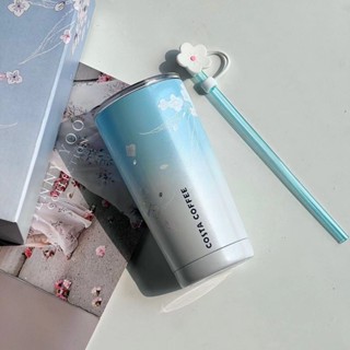 Costa同款藍色車載杯保溫杯保冷杯304不鏽鋼大容量吸管隨行咖啡杯