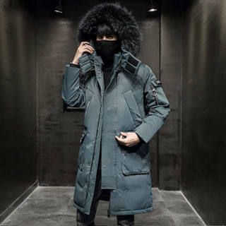 羽絨服男加厚青年派克工裝羽絨服長款過膝毛領冬外套 羽絨外套 男生外套 防風外套 冬天外套 大尺碼外套 保暖外套 長版外套