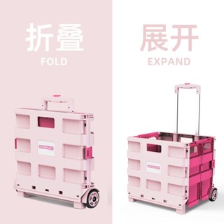 折疊便捷快遞購物神器網紅款車載購物小推車超市買菜神器可折疊家用小拉車取快遞收納箱