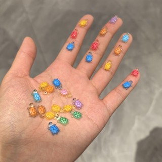 卡通迷你小烏龜 彩色夜光小烏龜 玩具模型擺件 小烏龜公仔 海龜海洋 發光動物可愛玩具 樹脂烏龜 可愛卡通diy奶油膠烏龜
