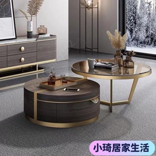 【熱銷】北歐輕奢橢圓形茶玻茶幾電視櫃組閤後現代簡約客廳小戶型多功能XQJX