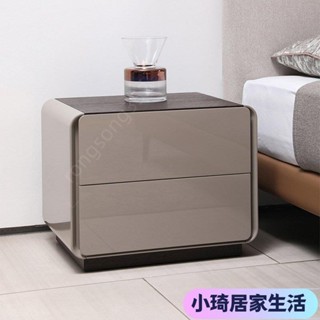 【熱銷】意式極簡實木烤漆床頭櫃臥室煙燻木床邊櫃收納儲物櫃創意風置物櫃XQJX
