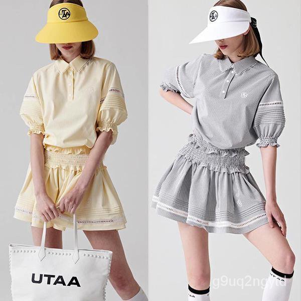 超優品質✅原單韓國UTAA高爾夫女套裝球服 golf女款翻領鬆緊透氣短袖T恤短裙 PESO