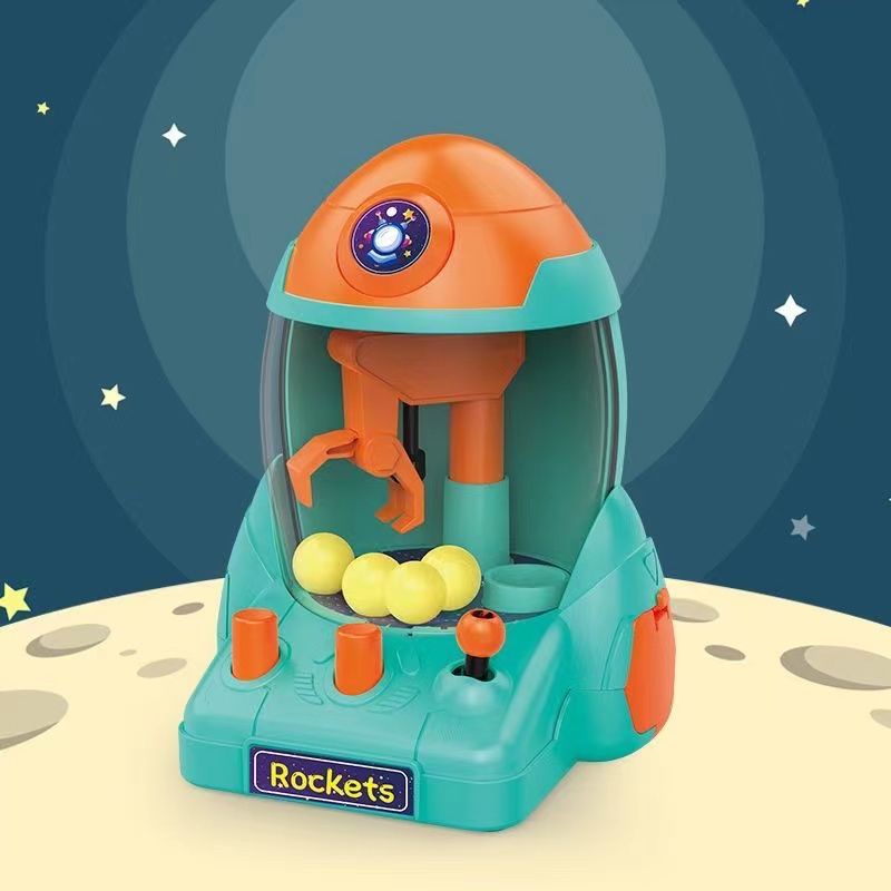 【精選好物】🔥兒童火箭抓球機玩具模仿男女寶寶抓娃娃機模型小型家用卡通扭蛋機 娃娃機 抓球機模型