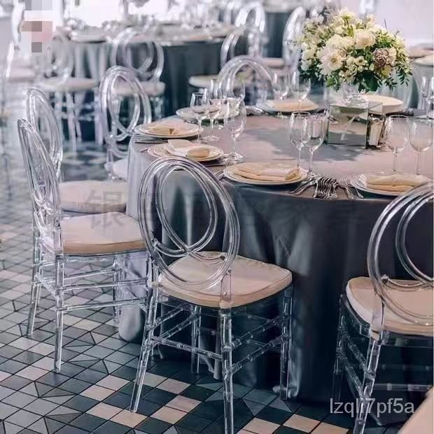 🔥 特價優惠🔥  酒店婚慶水晶透明椅子商用竹節椅拿破侖椅戶外婚禮透明宴會椅子