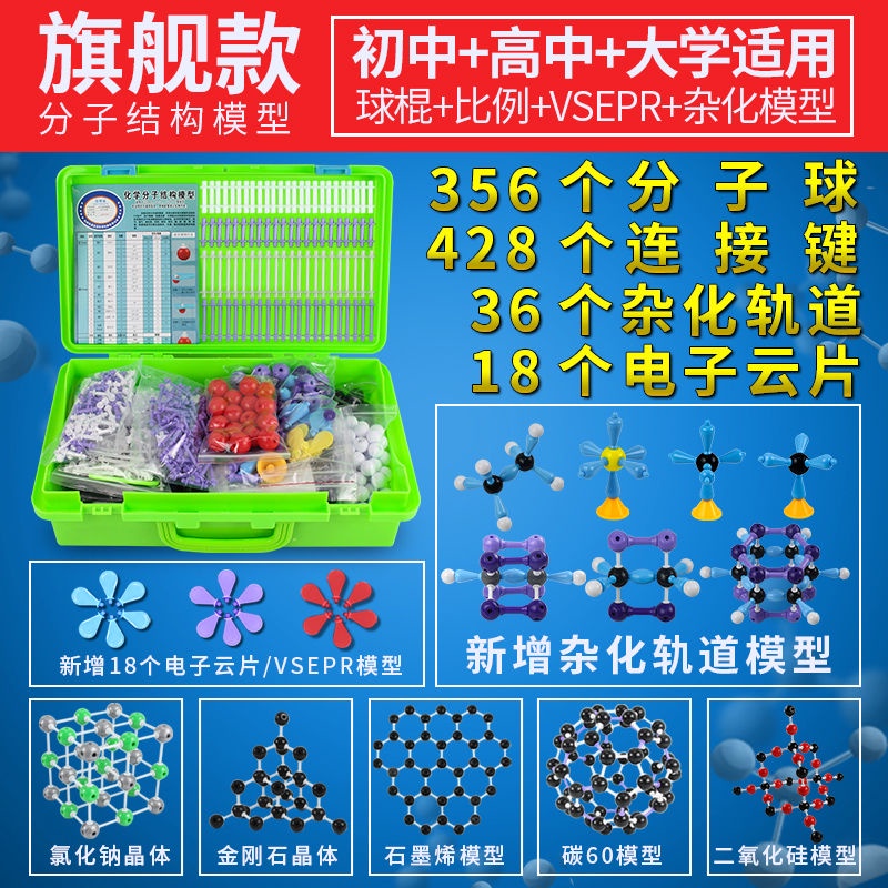 分子結構模型 初高中有機無機化學分子結構模型球棍比例模型晶體演示用實驗器材
